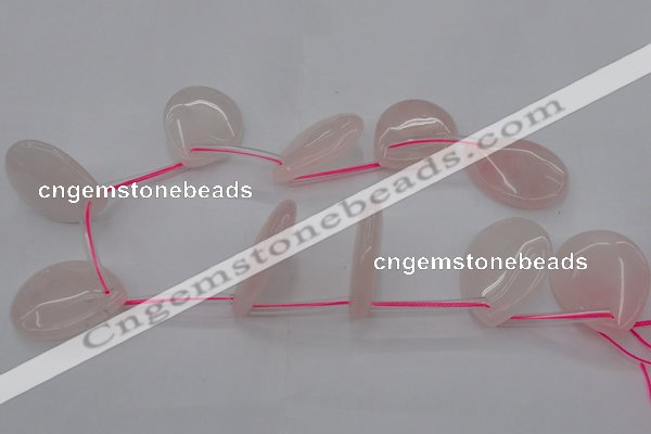 CRQ730 Top drilled 30*40mm flat teardrop rose quartz beads