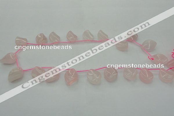 CRQ732 Top drilled 15*20mm twisted marquise rose quartz beads