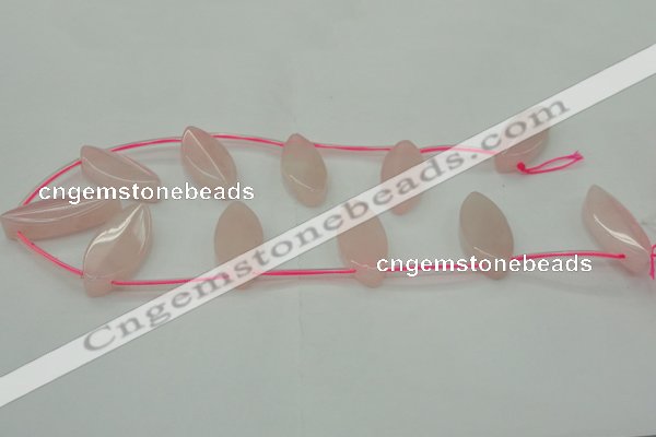 CRQ738 Top drilled 15*35mm marquise rose quartz beads