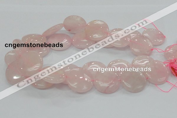 CRQ74 15.5 inches 30mm flat round natural rose quartz beads