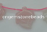 CRQ740 Top drilled 22*30mm carved leaf rose quartz beads