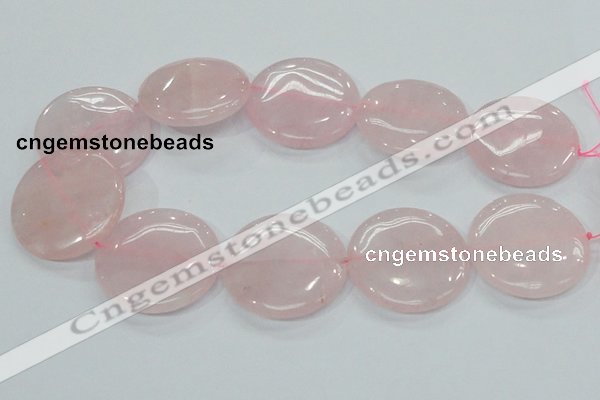 CRQ75 15.5 inches 40mm flat round natural rose quartz beads