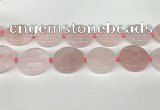 CRQ761 15.5 inches 30mm flat round rose quartz beads