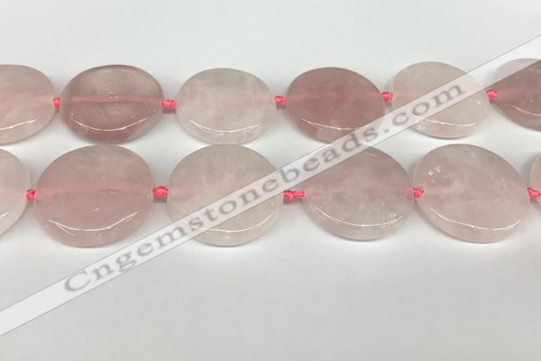 CRQ762 15.5 inches 35mm flat round rose quartz beads