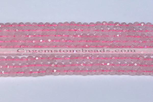 CRQ795 15.5 inches 4mm faceted round rose quartz gemstone beads