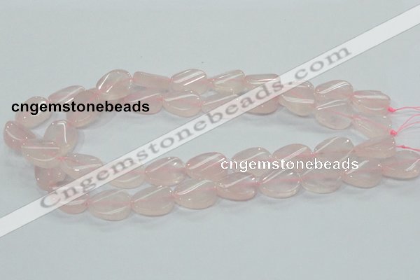 CRQ80 15.5 inches 15*20mm twisted oval natural rose quartz beads