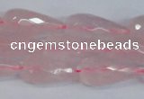 CRQ810 15.5 inches 12*25mm faceted teardrop rose quartz beads