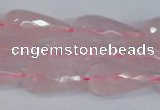 CRQ810 15.5 inches 12*25mm faceted teardrop rose quartz beads