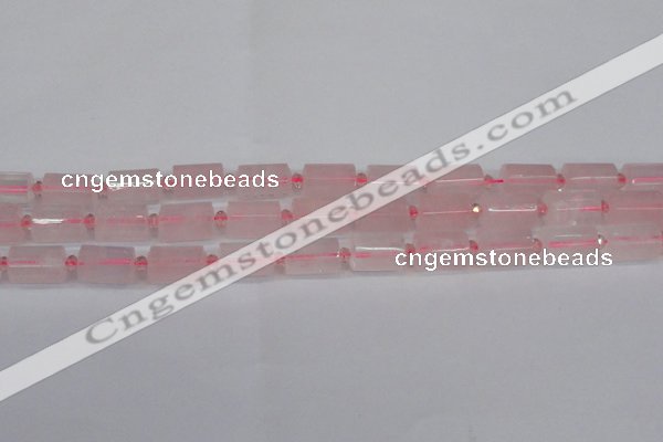 CRQ812 15.5 inches 10*15mm faceted tube rose quartz beads