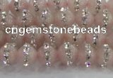 CRQ820 15.5 inches 6mm round rose quartz with rhinestone beads
