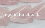 CRQ83 15.5 inches 20*30mm twisted rectangle natural rose quartz beads