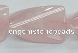 CRQ84 15.5 inches 30*40mm twisted rectangle natural rose quartz beads