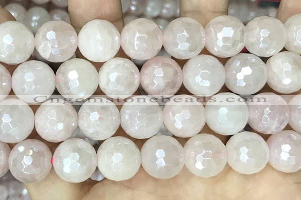 CRQ862 15 inches 10mm faceted round AB-color rose quartz beads