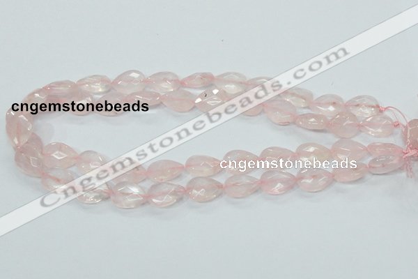 CRQ87 15.5 inches 12*18mm faceted teardrop natural rose quartz beads