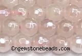 CRQ910 15 inches 6mm faceted round AB-color rose quartz beads