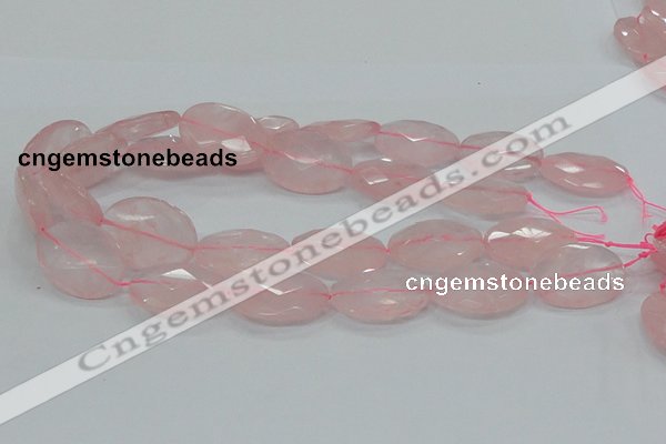 CRQ93 15.5 inches 22*30mm faceted oval natural rose quartz beads