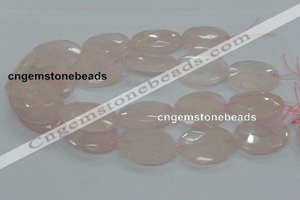 CRQ95 15.5 inches 30*40mm faceted oval natural rose quartz beads