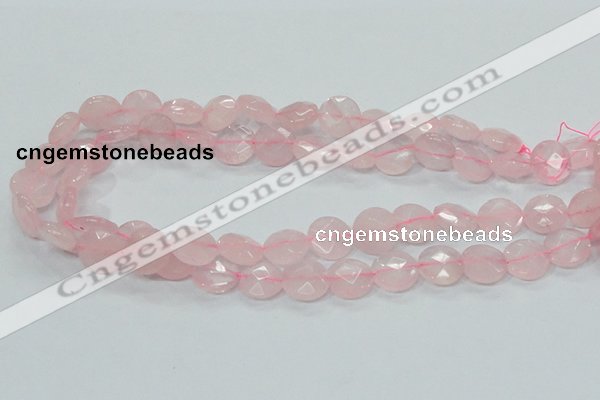 CRQ96 15.5 inches 12mm faceted flat round natural rose quartz beads