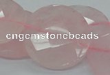 CRQ98 15.5 inches 35mm faceted flat round natural rose quartz beads