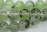 CRU101 15.5 inches 12mm round green rutilated quartz beads wholesale