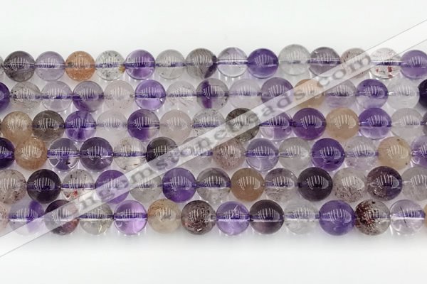 CRU1019 15.5 inches 8mm round mixed rutilated quartz beads