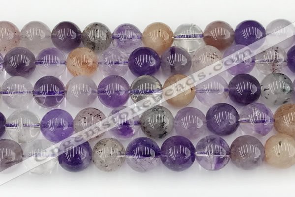 CRU1020 15.5 inches 10mm round mixed rutilated quartz beads