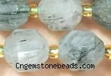 CRU1035 15 inches 9*10mm faceted green rutilated quartz beads wholesale