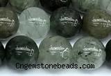 CRU1043 15 inches 10mm round green rutilated quartz beads