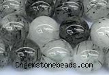 CRU1054 15 inches 10mm round black rutilated quartz beads