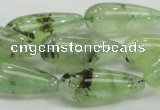 CRU106 15.5 inches 10*25mm teardrop green rutilated quartz beads