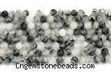 CRU1081 15.5 inches 6mm round black rutilated quartz gemstone beads