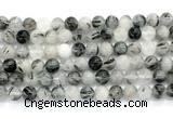 CRU1083 15.5 inches 10mm round black rutilated quartz gemstone beads