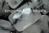 CRU11 15.5 inches 20*30mm faceted rectangle black rutilated quartz beads