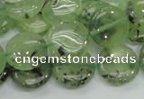 CRU110 15.5 inches 16mm flat round green rutilated quartz beads