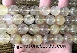 CRU1106 15 inches 14mm round golden rutilated quartz beads