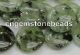 CRU111 15.5 inches 20mm flat round green rutilated quartz beads