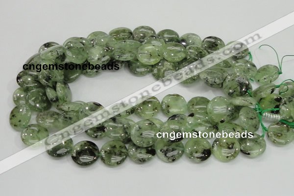 CRU111 15.5 inches 20mm flat round green rutilated quartz beads