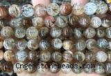 CRU1144 15 inches 10mm round black gold rutilated quartz beads