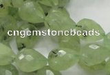 CRU125 15.5 inches 11*16mm faceted teardrop green rutilated quartz beads