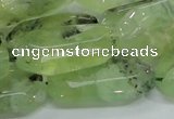 CRU128 15.5 inches 17*33mm faceted rectangle green rutilated quartz beads