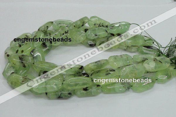 CRU128 15.5 inches 17*33mm faceted rectangle green rutilated quartz beads