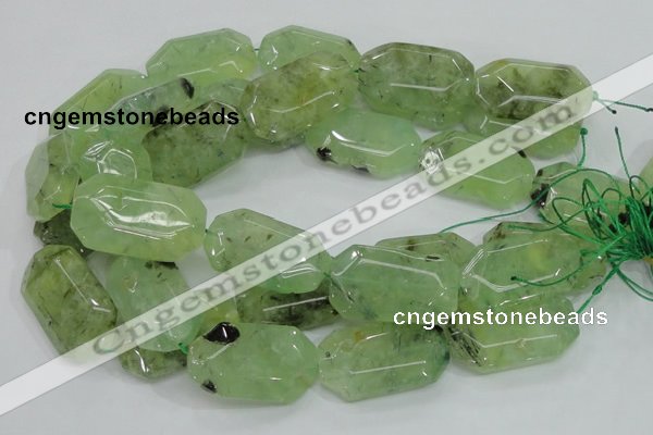 CRU129 15.5 inches 22*38mm faceted rectangle green rutilated quartz beads