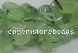 CRU130 15.5 inches 11*13mm faceted freeform green rutilated quartz beads