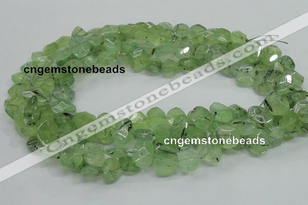 CRU130 15.5 inches 11*13mm faceted freeform green rutilated quartz beads