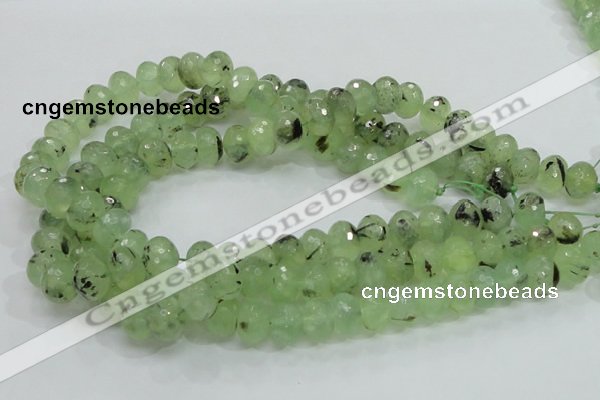 CRU132 15.5 inches 10*14mm faceted rondelle green rutilated quartz beads