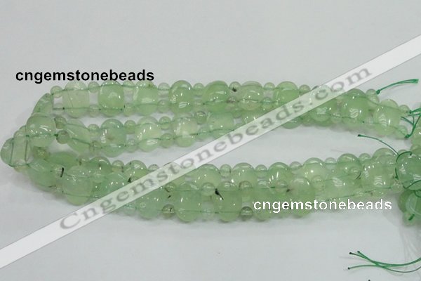 CRU135 13*18mm oval & round double drilled green rutilated quartz beads