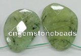 CRU137 15.5 inches 35*45mm faceted freeform green rutilated quartz beads