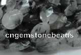 CRU14 15.5 inches 11*14mm faceted oval black rutilated quartz beads