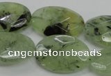 CRU140 15.5 inches 20*30mm faceted oval green rutilated quartz beads