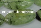 CRU141 15.5 inches 20*40mm faceted oval green rutilated quartz beads